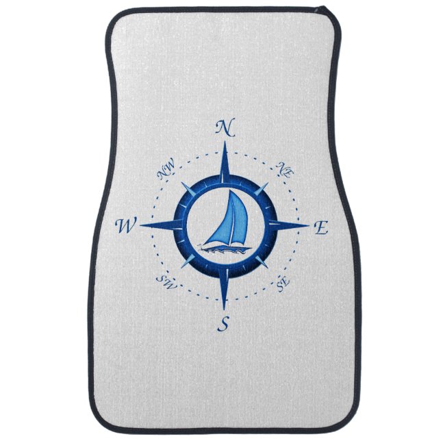 Sailboat And Compass Rose Car Mat (Front)