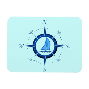 Sailboat And Compass Rose Magnet by BailOutIsland at Zazzle