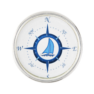 Sailboat And Compass Rose Pin