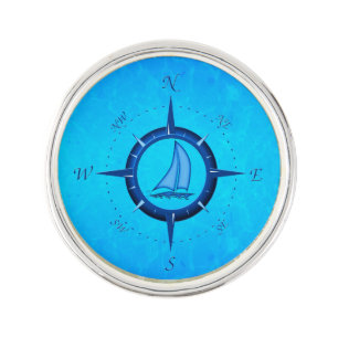 Sailboat And Compass Rose Pin
