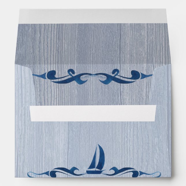 Sailboat and Driftwood Nautical Blue Envelope (Back (Bottom))