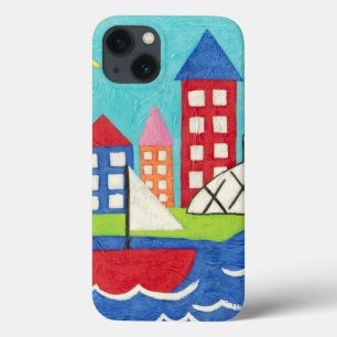 Sailboat and Hot Air Balloon with Cityscape iPhone 13 Case