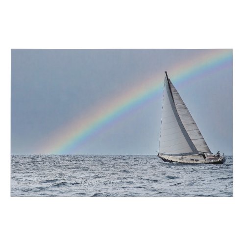 Sailboat and Rainbow Faux Canvas Print