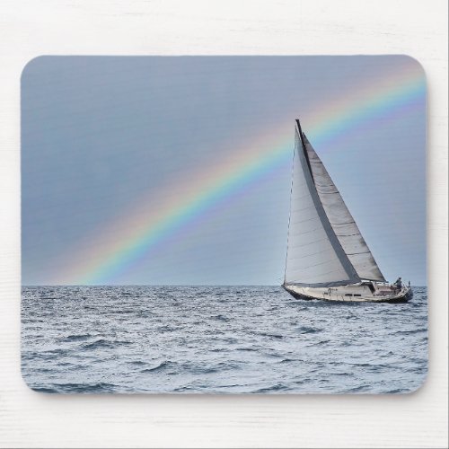 Sailboat and Rainbow Mouse Pad