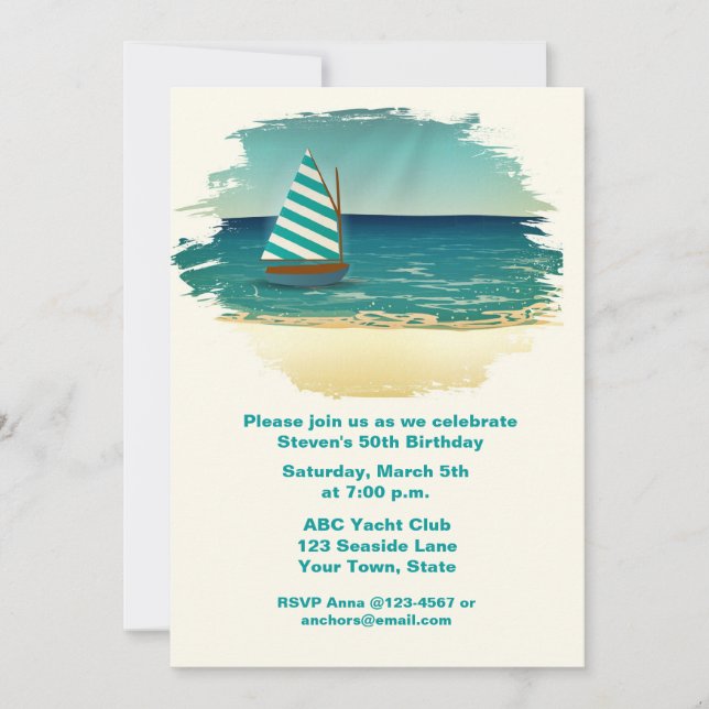 Sailboat and Sea Invitation (Front)