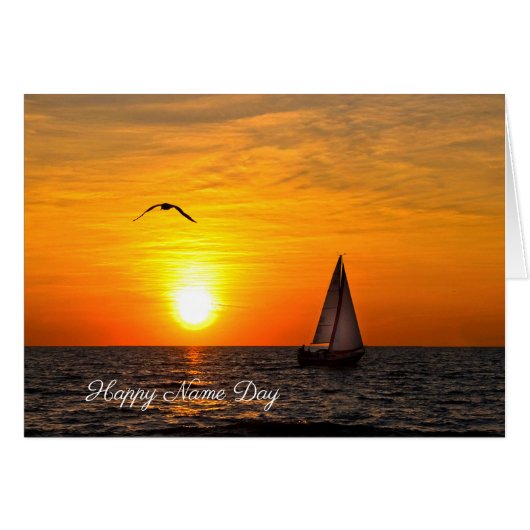 Sailboat and Sunset Name Day Cards (Front Horizontal)