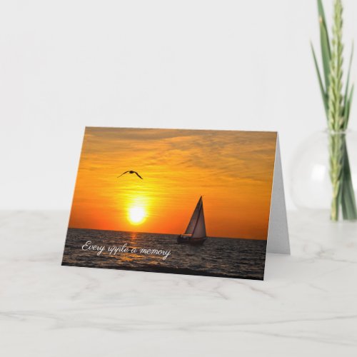 Sailboat and Sunset on Lake sympathy Card