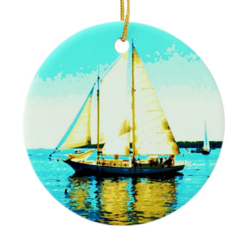 sailboat and whale ornament