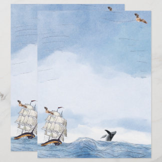 Sailboat and Whale Stationery
