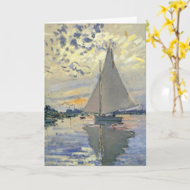 Sailboat at Le Petit-Gennevilliers by Claude Monet Card (Yellow Flower)