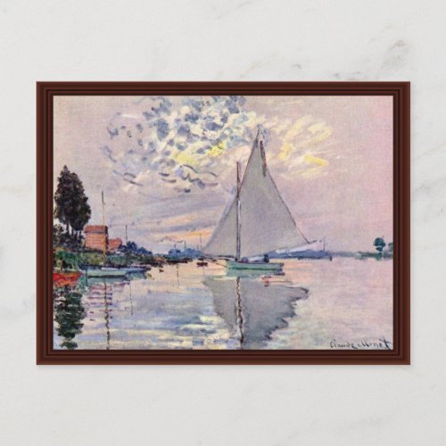 Sailboat At Le Petit_Gennevilliers By Claude Monet Postcard