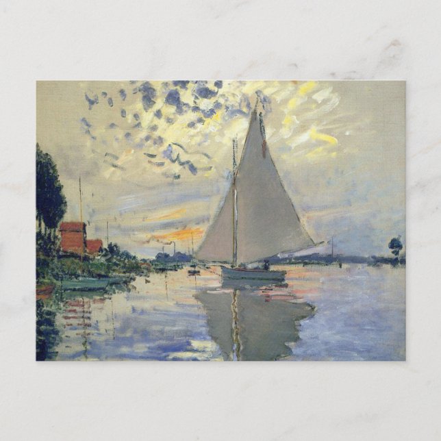 Sailboat at Le Petit-Gennevilliers by Claude Monet Postcard (Front)