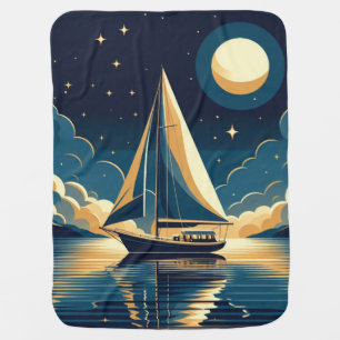 Sailboat at night baby blanket