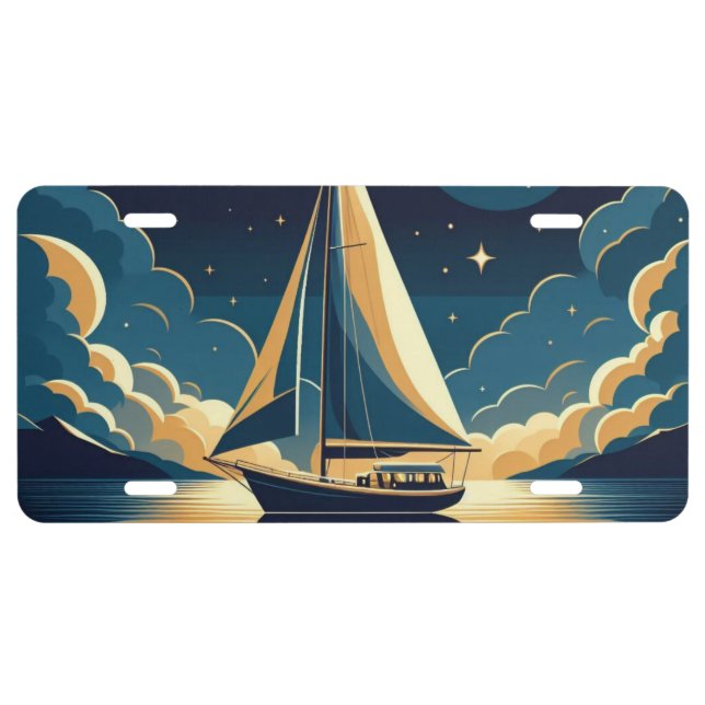 Sailboat at night license plate (Front)