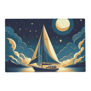 Sailboat at night placemat