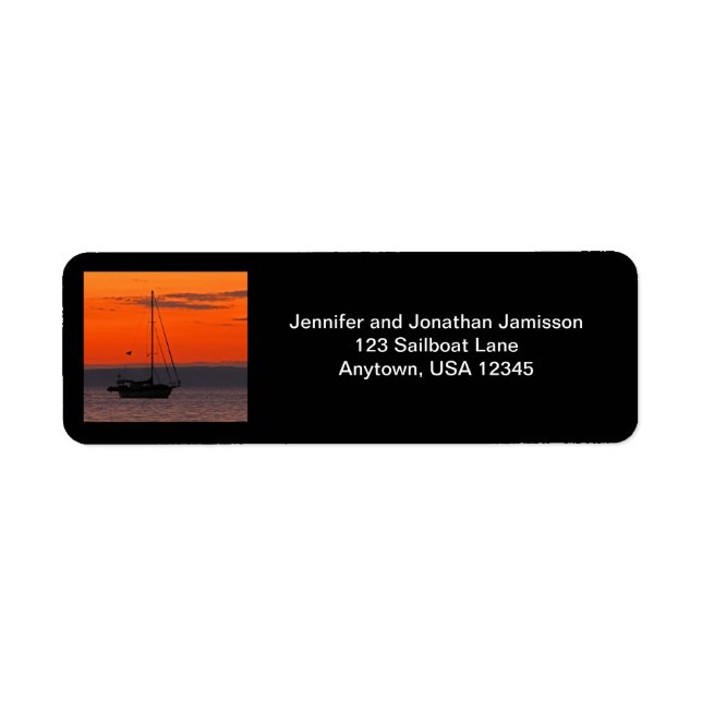 Sailboat at Orange Sunset Sky Return Address Label (Front)