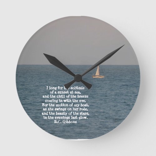 Sailboat at Sea_with Sailing quote Round Clock