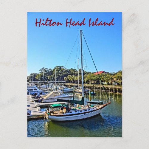 Sailboat At Shelter Cove Marina Hilton Head Island Postcard