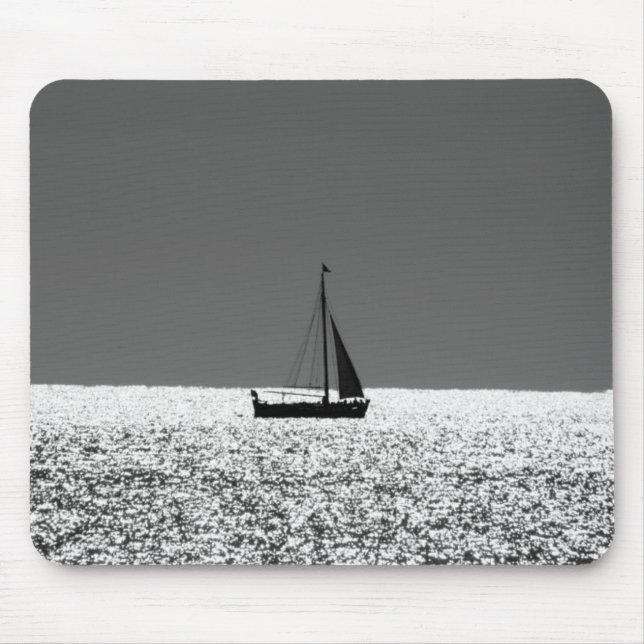 Sailboat at Sparkling Sea Mouse Pad (Front)