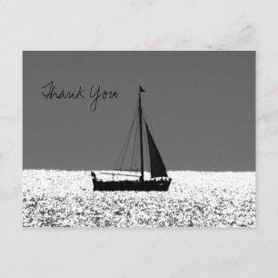 Sailboat at Sparkling Sea Thank You Postcard