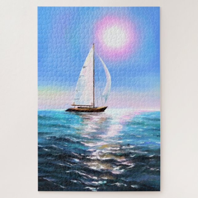 Sailboat at Sunrise - Drawing Jigsaw Puzzle (Vertical)