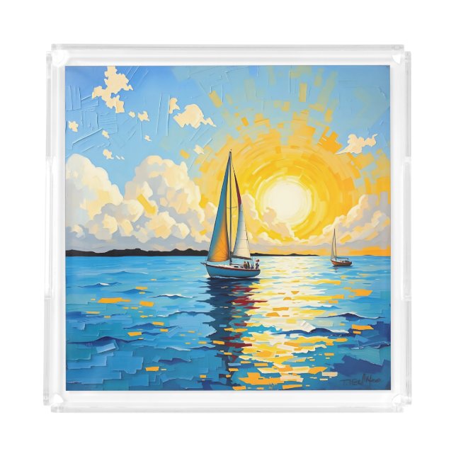 Sailboat at Sunset Acrylic Tray (Front)