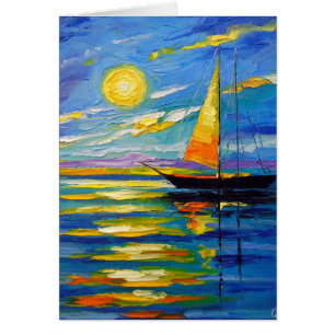 Sailboat at sunset cards
