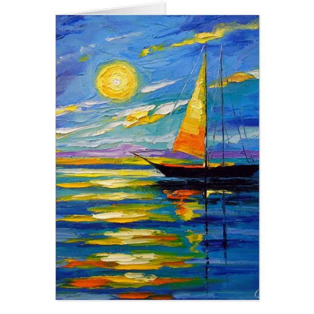 Sailboat at sunset cards (Front)