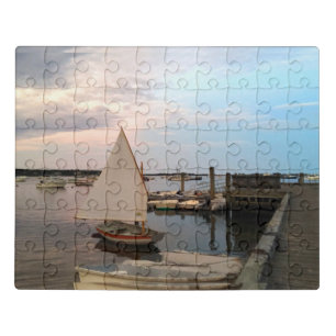 Sailboat at Sunset Dock Jigsaw Puzzle