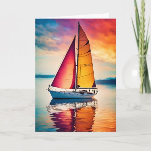 Sailboat at Sunset Fathers Day Card