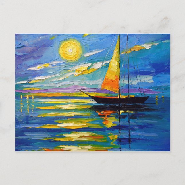 Sailboat at sunset postcard (Front)