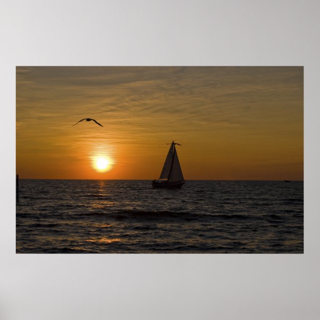 Sailboat at sunset poster (Front)