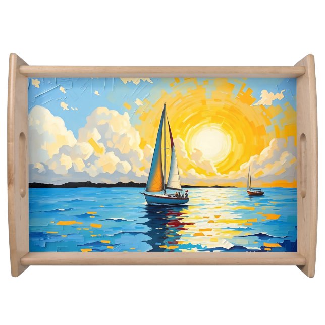 Sailboat at Sunset Serving Tray (Front)