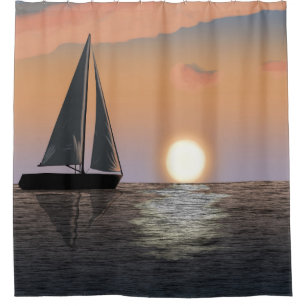 Sailboat at Sunset Shower Curtain
