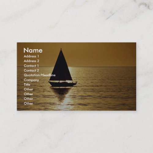 Sailboat at sunset, sloop business card template