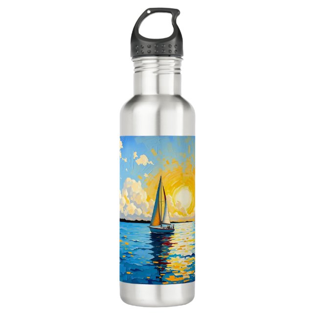 Sailboat at Sunset Stainless Steel Water Bottle (Front)