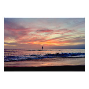Sailboat at Sunset - Venice Beach, CA  Photo Print