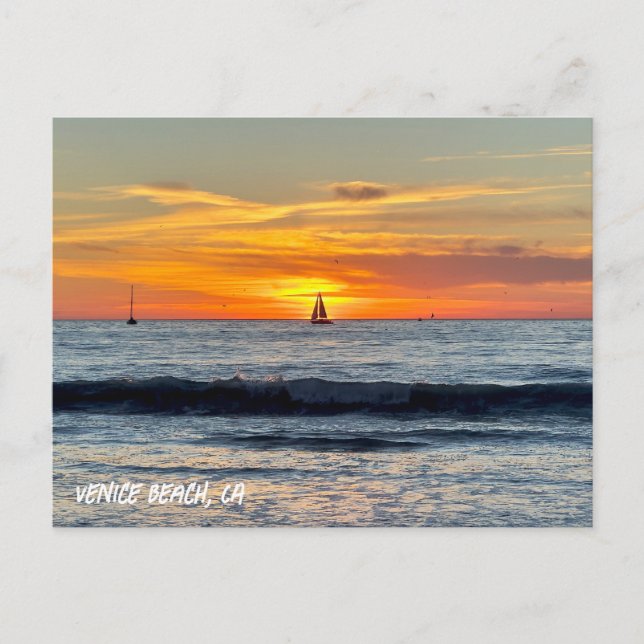Sailboat at Sunset - Venice Beach, CA Postcard (Front)