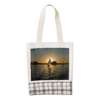 Sailboat at sunset zazzle HEART tote bag