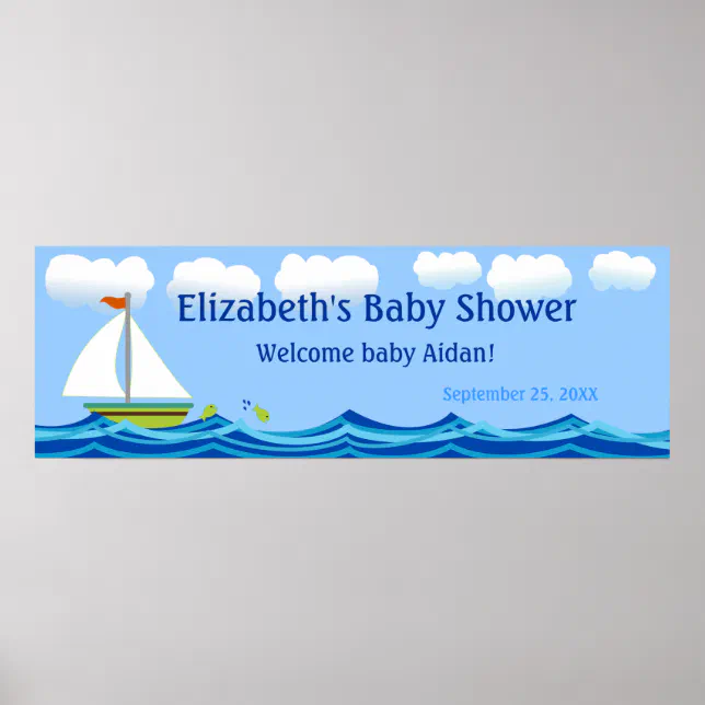 Sailboat Baby Shower Banner Poster | Zazzle