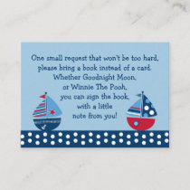 Sailboat Baby Shower Book Request Cards