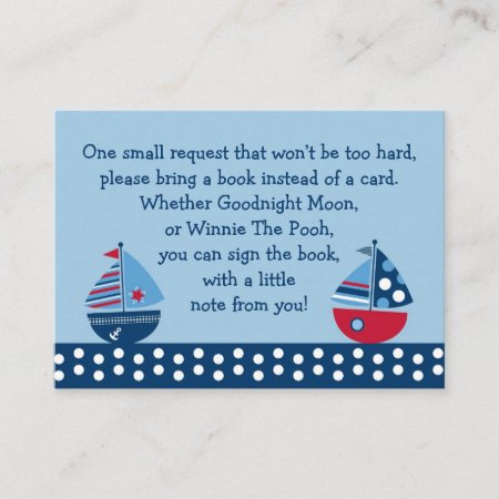 Sailboat Baby Shower Book Request Cards