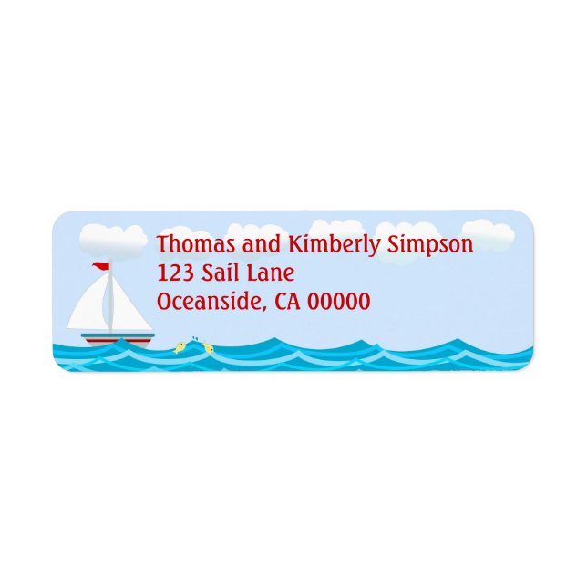 Sailboat Baby Shower Return Address Label (Front)