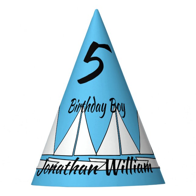 Sailboat Birthday Guest of Honor Party Hat (Front)