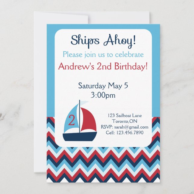 Sailboat Birthday Invitation (Front)