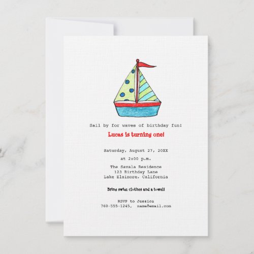 Sailboat Birthday Invitation