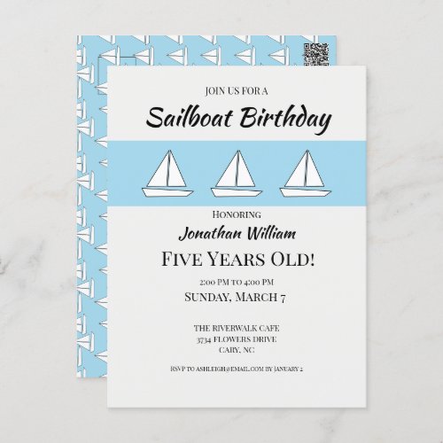 Sailboat Birthday Invitation Postcard