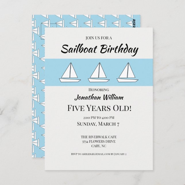 Sailboat Birthday Invitation Postcard (Front/Back)