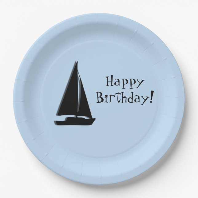 Sailboat Birthday Paper Plates (Front)