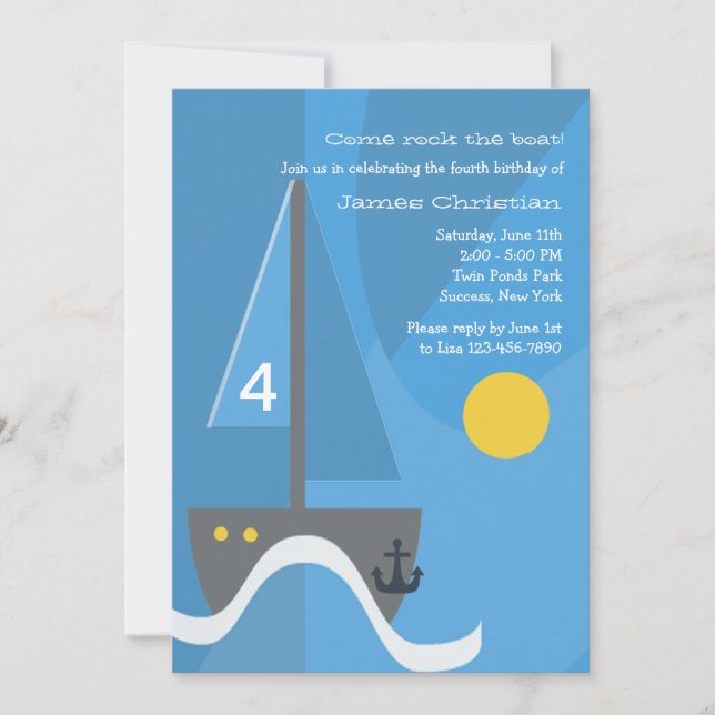 Sailboat Birthday Party Invitation (Front)